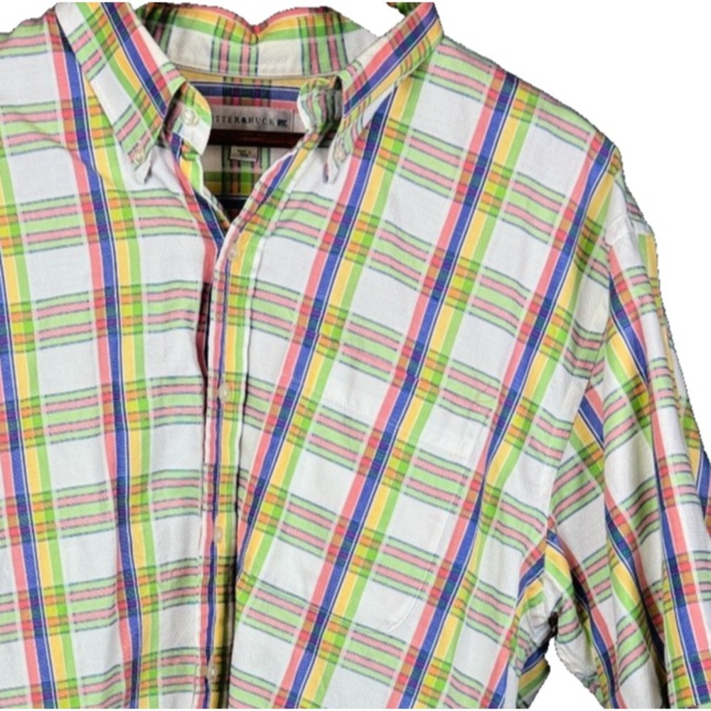 Cutter and Buck Mens Shirt XL Short Sleeve Button Down Plaid Multicolor Golf Cas